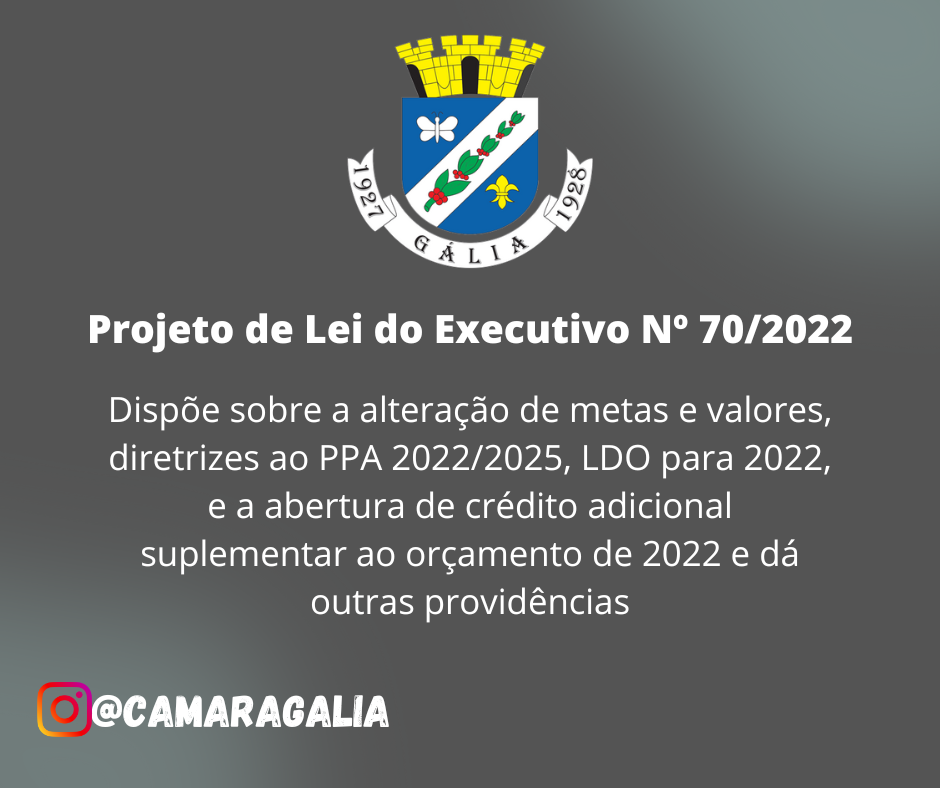 Projeto de Lei do Executivo Nº 70-2022